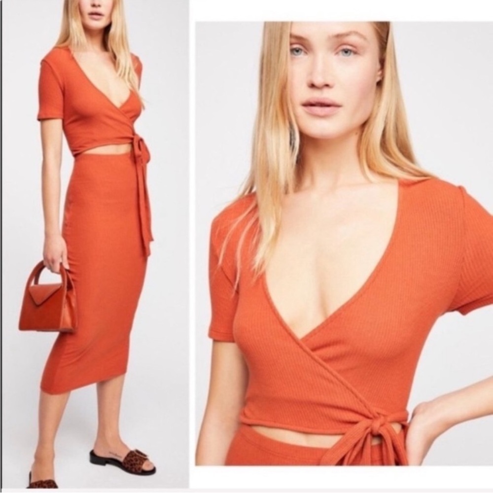 Free People Beach Vroom Vroom Ribbed Cutout Midi Dress - XSmall XS FP Beach